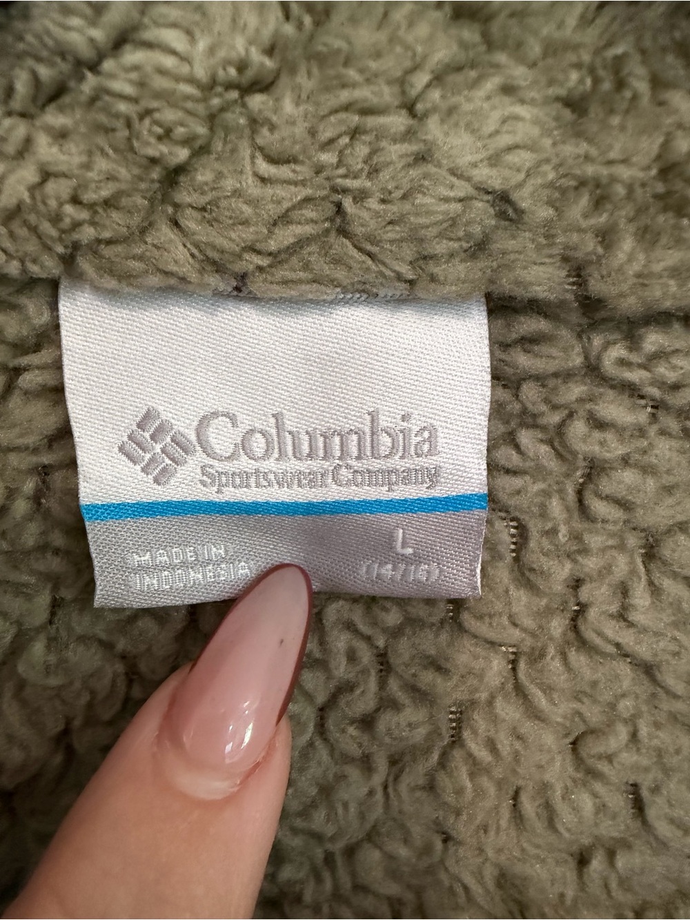 Girls Columbia Olive Green Sherpa Fleece Full Zip Jacket Size L 14/16 - Picture 7 of 8